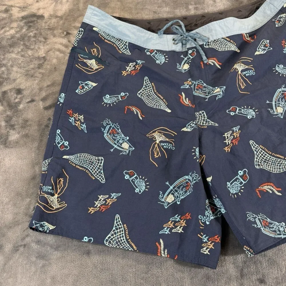 Patagonia Sz  38 Wavefarer Board Shorts Swim Trunks Clean Ocean Currents NWOT